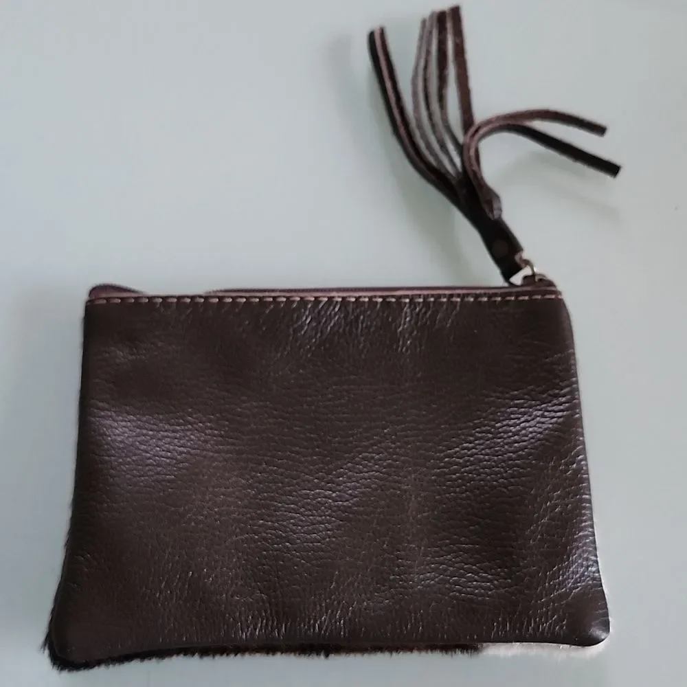 Flavia Maria Western Rustic Chic Coastal Cowgirl Calfskin Leather Clutch